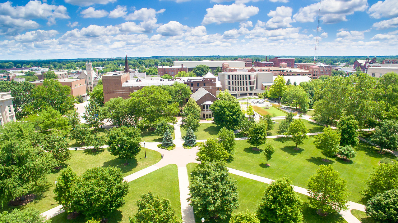 Indiana State University Campus aerial view.