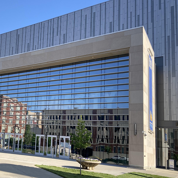A front view of the Hulman Center
