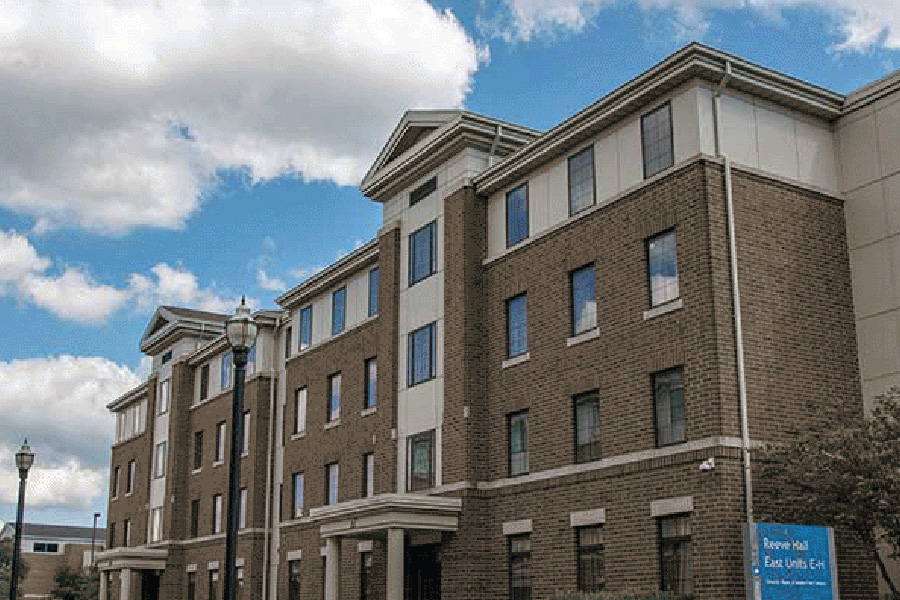 Reeve Hall offers convenient access to the Student Recreation Center and Hulman Memorial Student Union. Primarily reserved for sorority members, Reeve Hall is home to eight of Indiana State University's sororities, with each chapter having its own dedicated "pod" that includes a chapter room, an attached kitchen, and an open lounge space on the first floor.