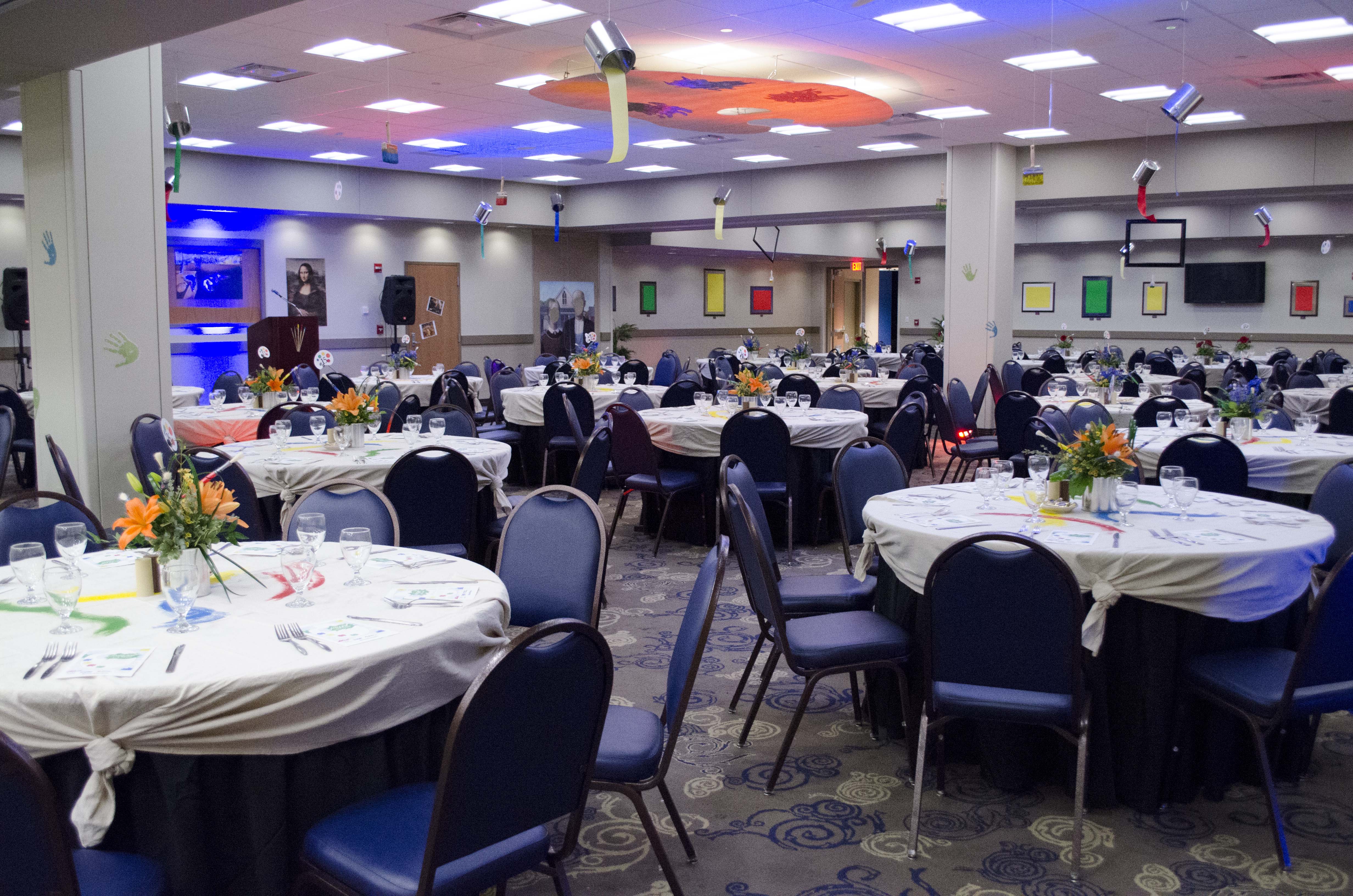 A photo of the Hulman Center Meeting Room Complex decorated.
