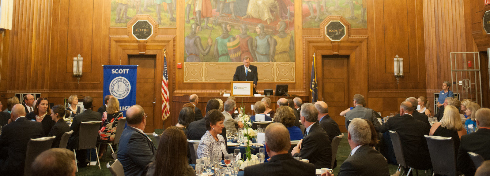 A photo of the Kenneth L. Smith and Theresa Kathryn (Klein) Smith Magna Carta Courtroom.