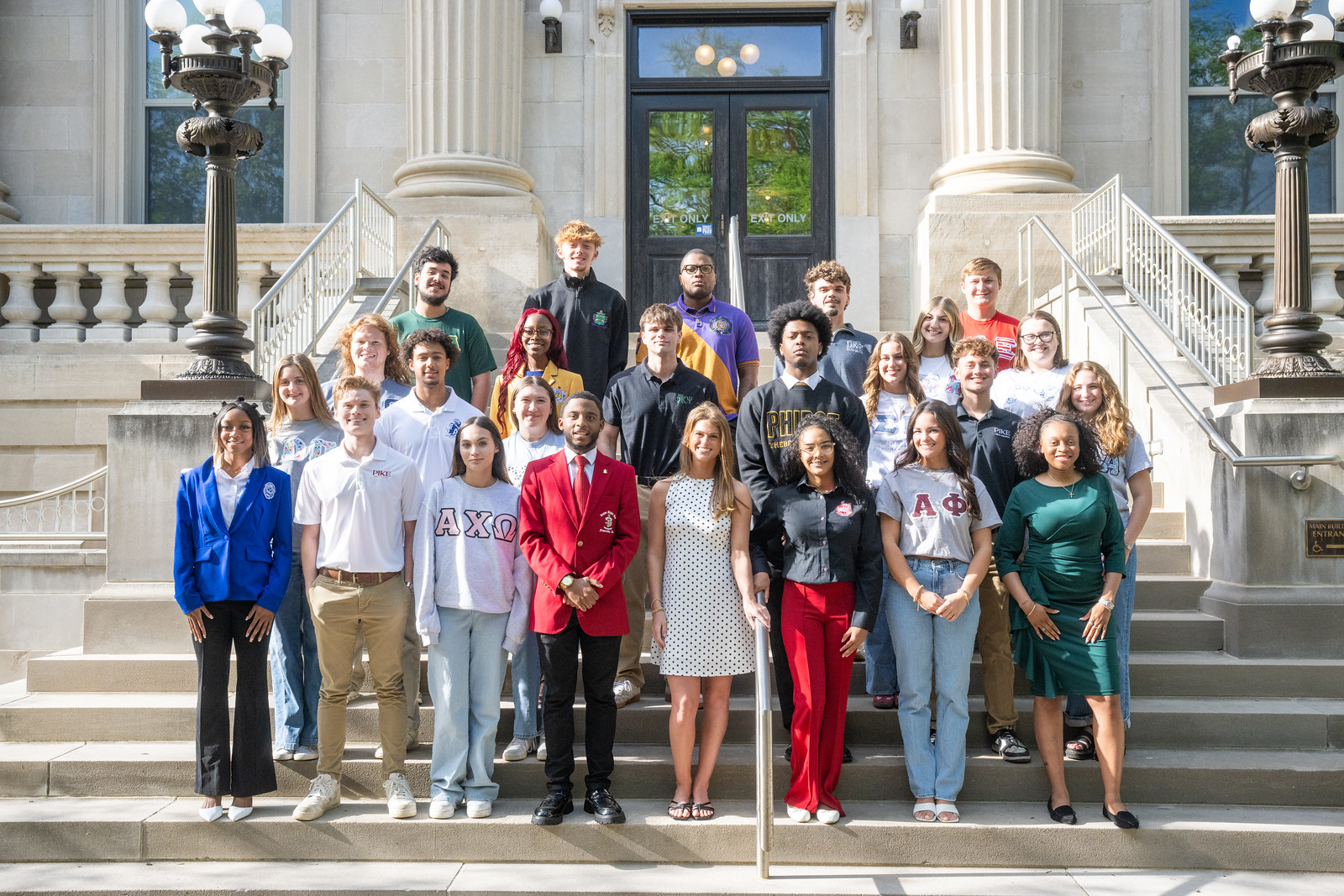 Group photo of the 2026 FSL community leadership in front of Normal Hall.
