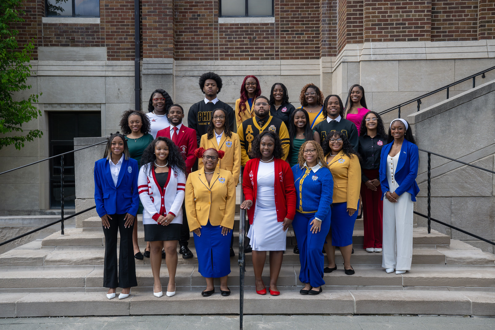 Group photo of the 2026 NPHC community in front of Tirey Hall.