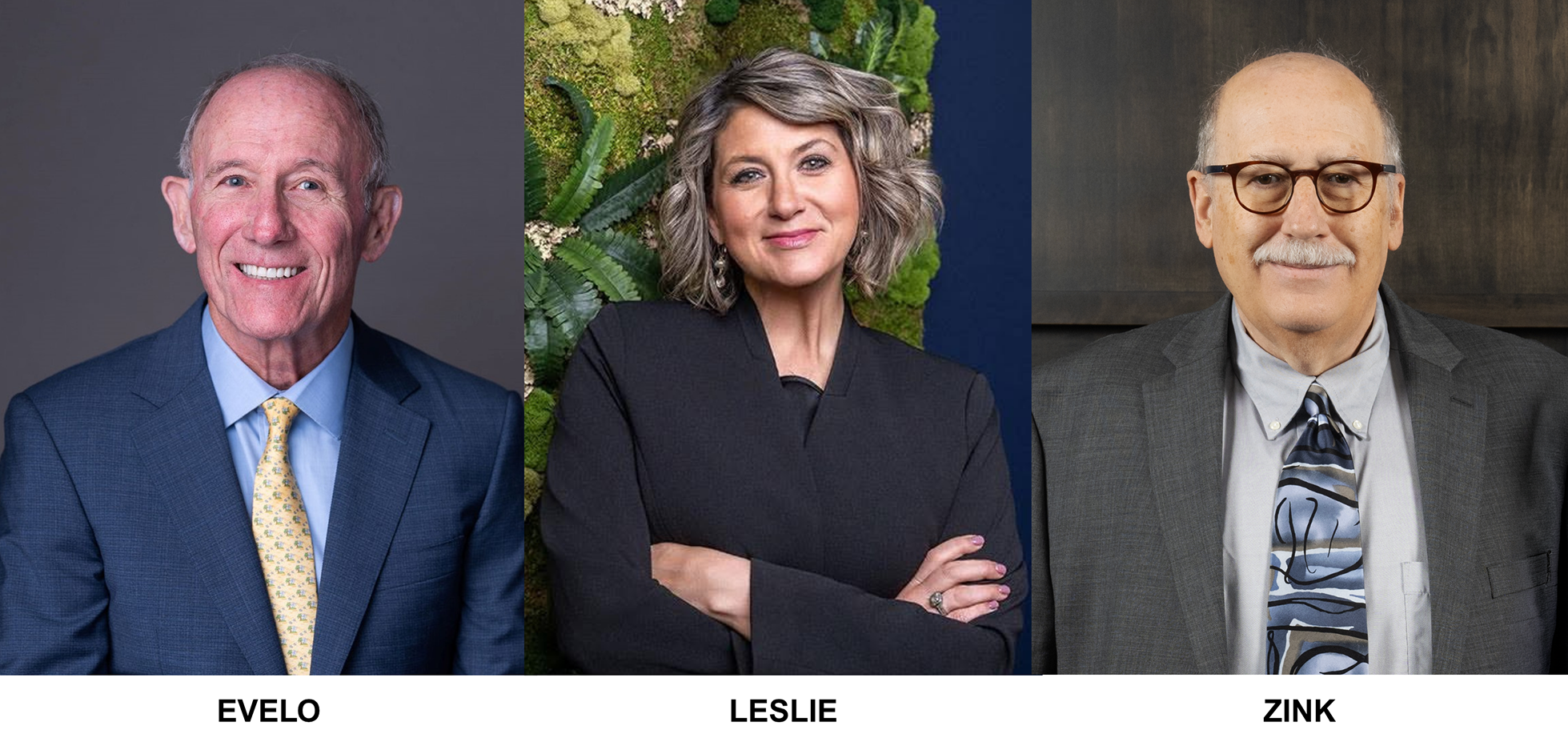 2026 Distinguished Alumni Awards Honorees Joe Evelo, Rachel Leslie, and Steve Zink .