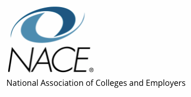 Logo of National Association of Colleges and Employers, featuring a blue swirl above the acronym NACE.