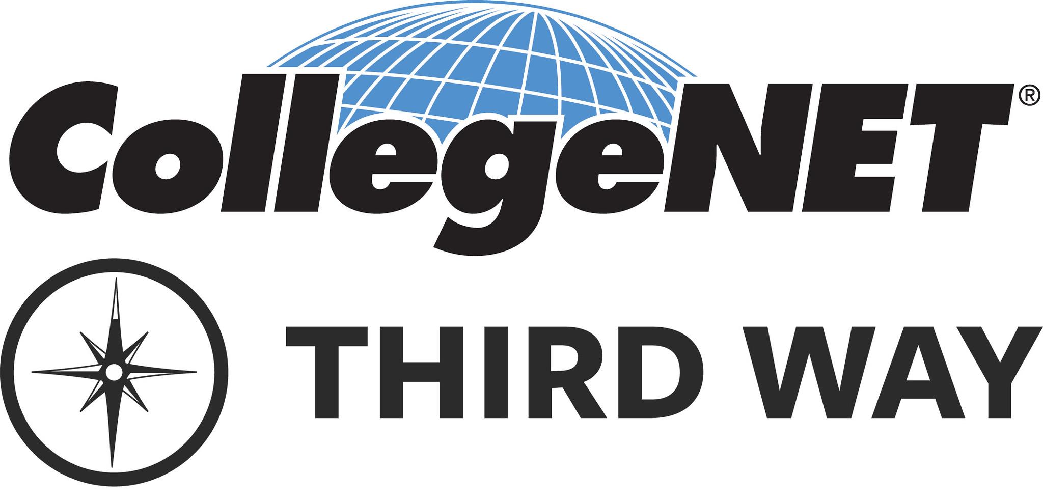 CollegeNET logo with a blue globe icon over the word CollegeNET, Third Way logo with a black compass icon next to the text Third Way.